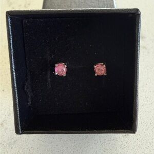 Rose Quartz and silver Stud Earrings